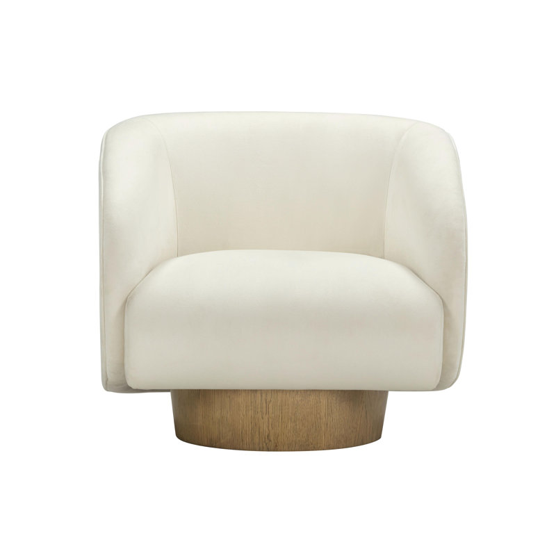 Fauteuil d'appoint pivotant en velours crème Glaser