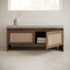Banc de rangement en rotin avec coussin rembourré - Range-chaussures d'entrée naturel antique