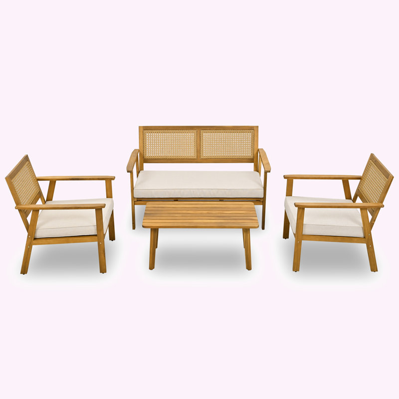 Ensemble de conversation avec canapé et coussins 4 pièces Vincente