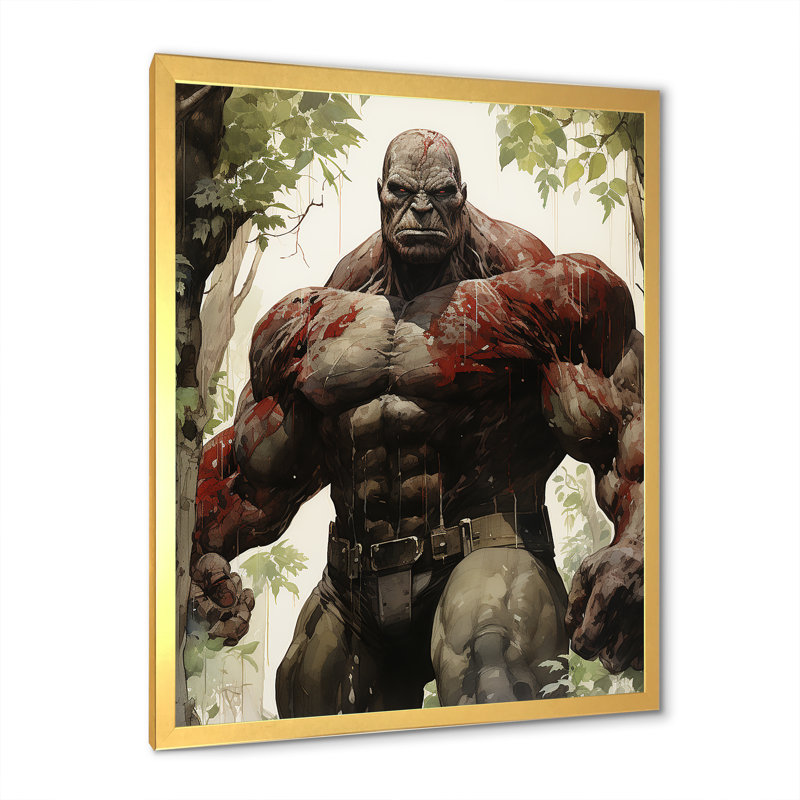 Art géant sanglant «Superhero II - Giants», Cadre doré simple, H 44 po x l 34 po x P 1,5 po