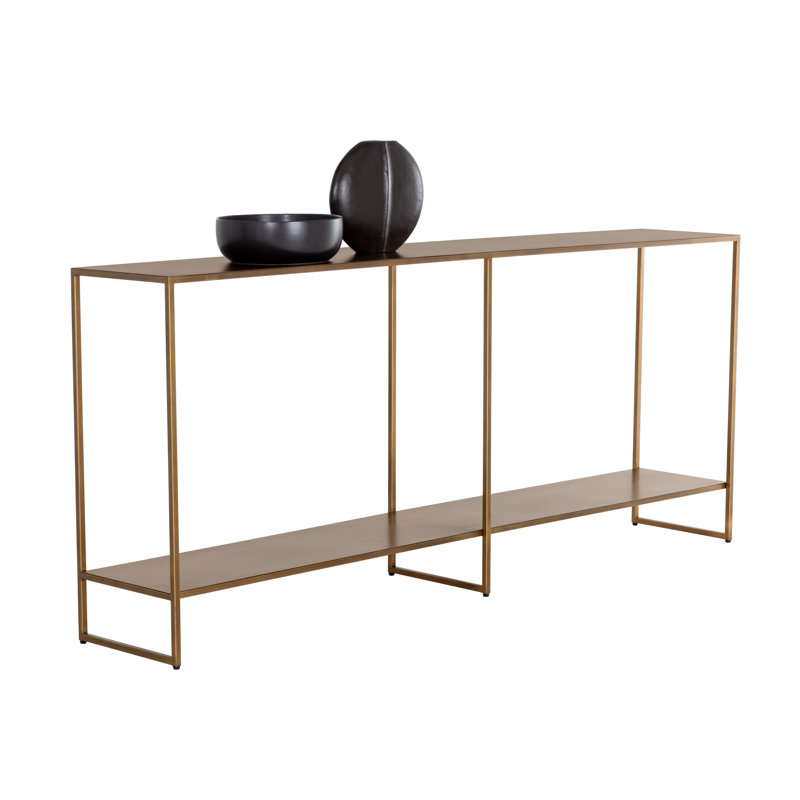 80'' W Console Table, Antique Brass