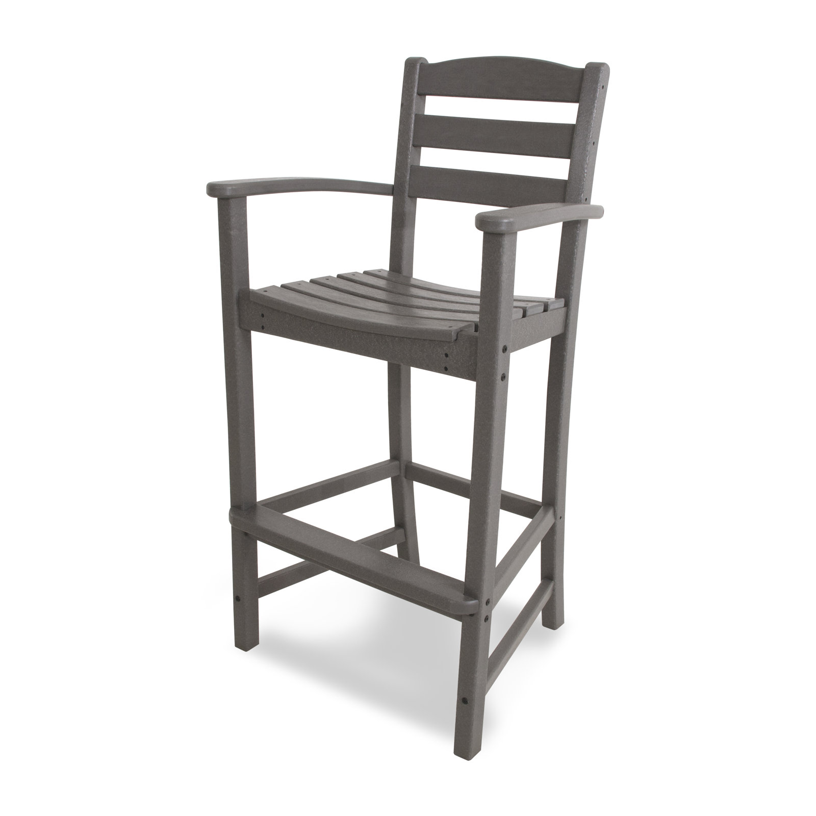 POLYWOOD La Casa Café Bar Arm Chair, Slate Gray, Bar Stool (30.13" Seat Height)