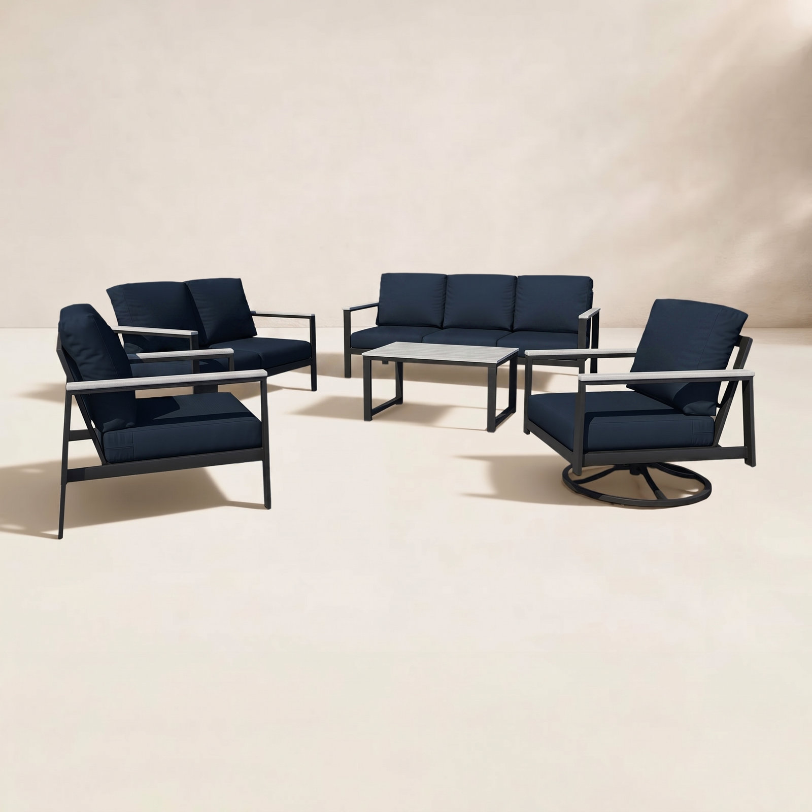 Townsend 7-Person Sunbrella® Patio Seating Group, Canvas Navy Sunbrella® Canvas