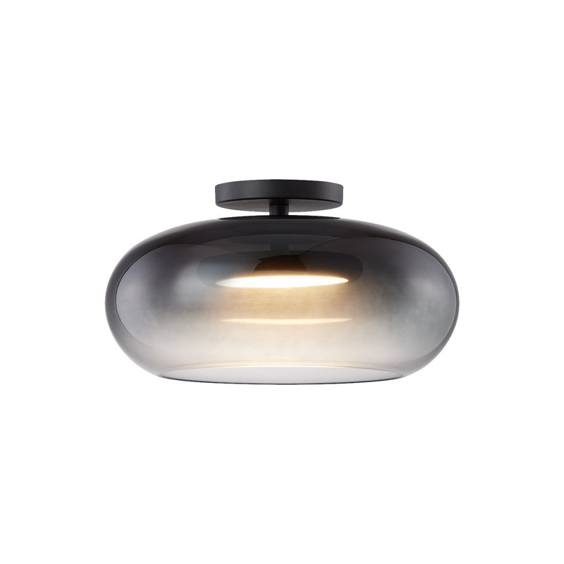 Trinity Black and Smoked Glass LED Semi-Flush Mount Light
