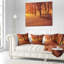Bancs recouverts de neige en soirée - Coussin imprimé paysage-700299532-700299528