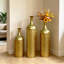 Ensemble de 3 vases décoratifs en métal, vases de sol à motif de feuilles d'or, grands vases dorés pour la décoration intérieure, décoration de salon et d'entrée