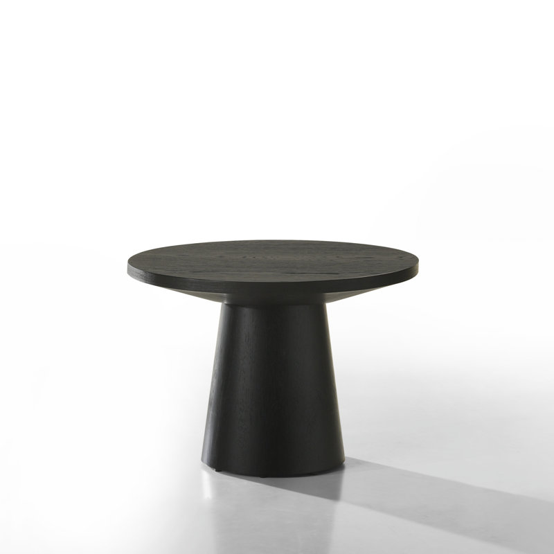 Table de bout ronde l 22 po noire avec base à piédestal, table de bout