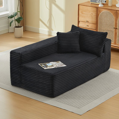 57.7 No-Assembly Faux Fur Chaise Lounge Indoor Sofa
