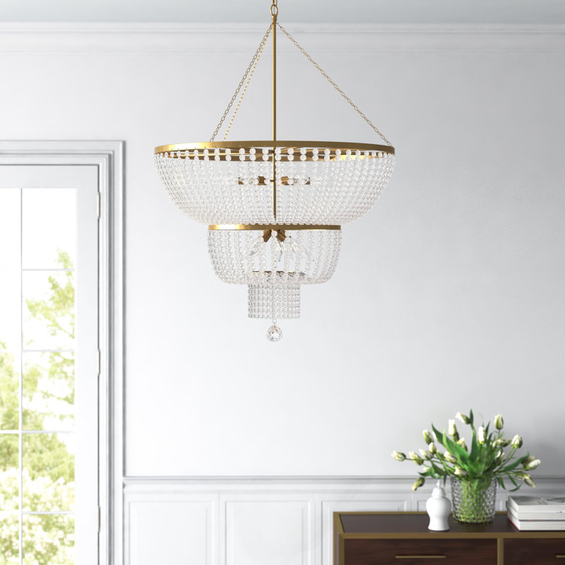 Fredrick 8 - Light Dimmable Empire Chandelier, Hand Cut Faceted Beads, 12