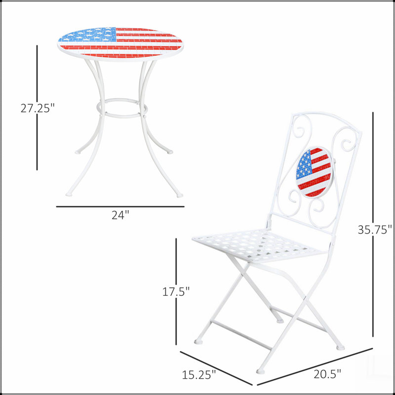 Gracie Oaks 3 Piece Patio Bistro Set - Thumbnail 2