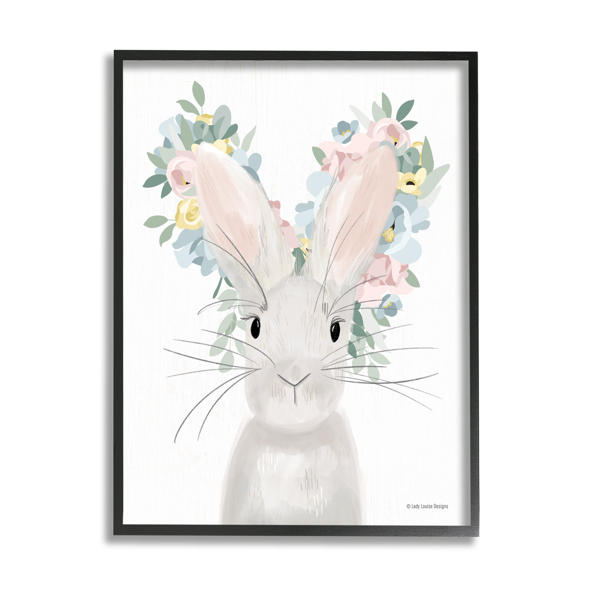 Stupell Industries Floral Bunny Rabbit Blossoms by Lady Louise Designs - Graphic Art | Wayfair