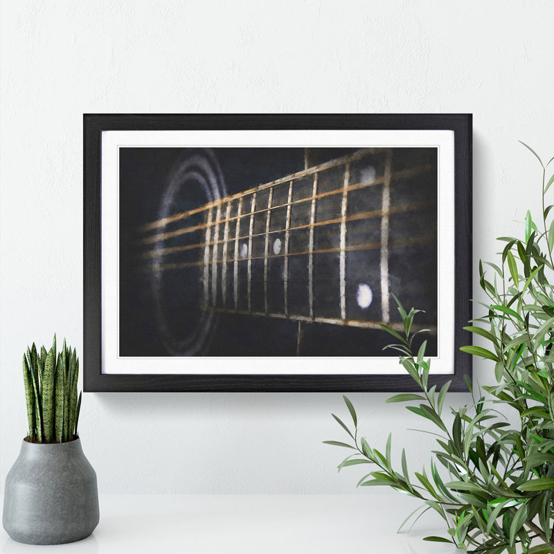 Strings of the Guitar - Picture Frame Graphic Art Print, 45cm H x 63cm W x 2cm D, Black Framed