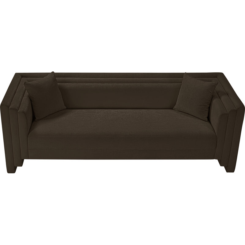 Helmer Chenille Fabric Sofa, Tissu chenille brun