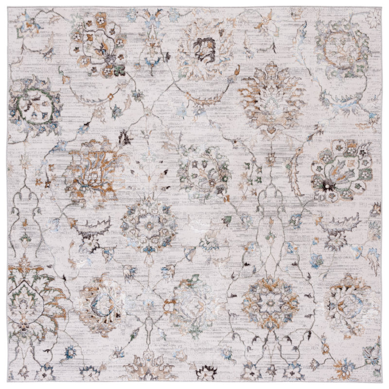 Bel Air Performance Floral Rug, Square 6'7"