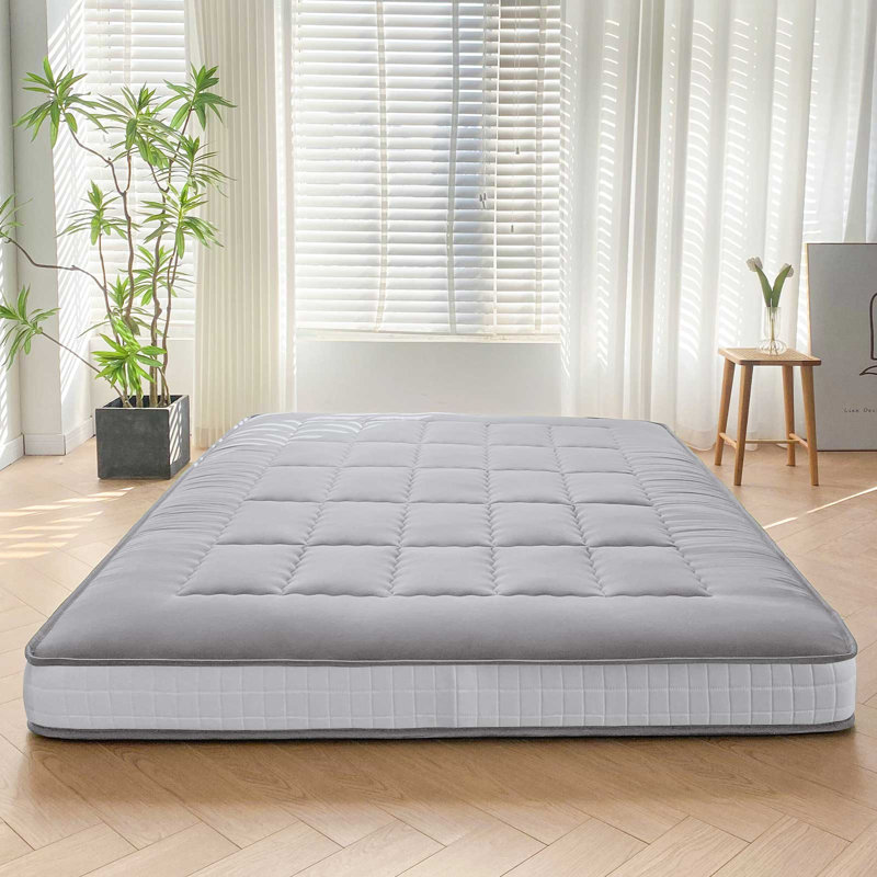 Matelas de futon épais 6 po Nelida, Gris, Lit simple