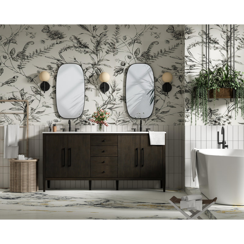 72 inch Double Bathroom Vanity, Chocolate Oak