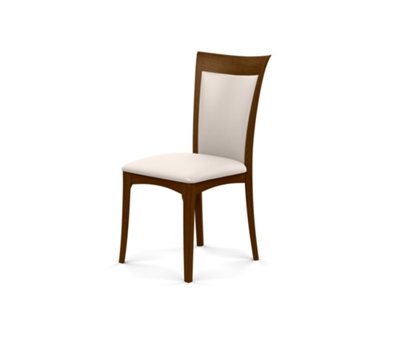 Morgan Leather Dining Chair, White, Natural Walnut