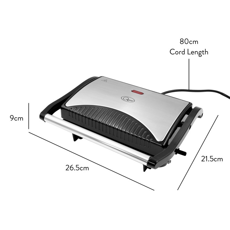 Quest Ceramic Non Stick Electric Grill & Panini Press with Lid