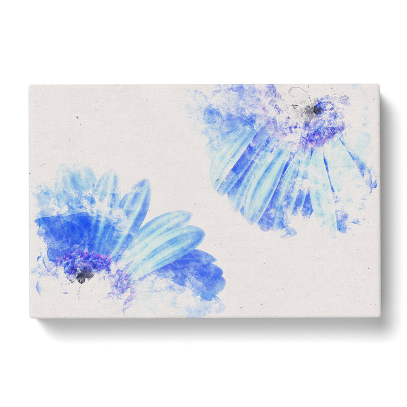Two Blue Flowers - Wrapped Canvas Print, 35cm H x 50cm W x 3cm D