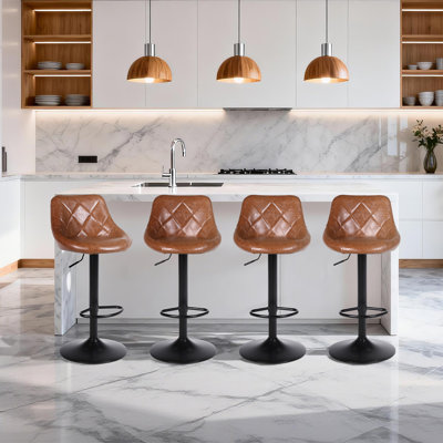 Illyas Swivel Upholstered Adjustable Height Counter Stool