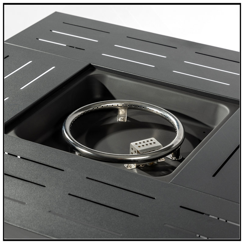 34" Propane Gas Fire Pit Table, 50000 BTU Rectangular Steel Fire Pit For Outside Patio Deck Garden Courtyard- Black
