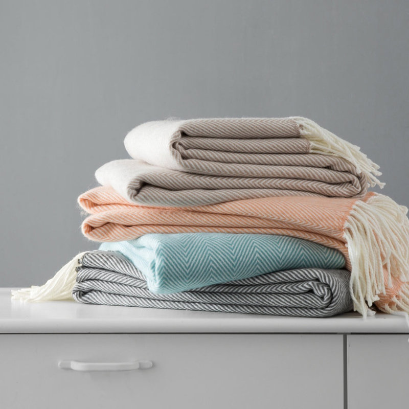 Herringbone Throw Blanket, Peach