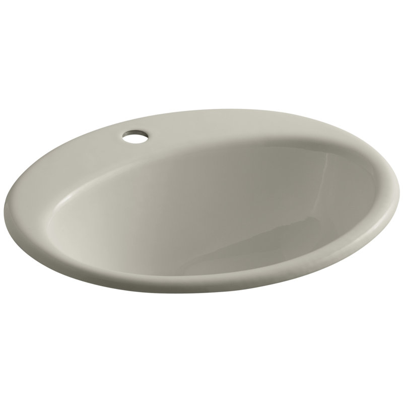 Lavabo de salle de bain ovale encastrable avec trop-plein Farmington, Banc de sable