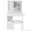 Petite coiffeuse 29,2 po avec tiroir à gauche et tabouret avec centrale électrique, miroir DEL coulissant-1762554848