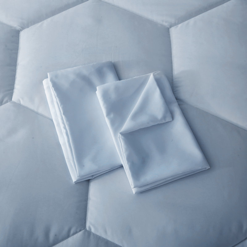 Ensemble d'édredon surdimensionné en microfibre Better Style Home, Édredon pour grand lit + 2 taies décoratives, Bleu