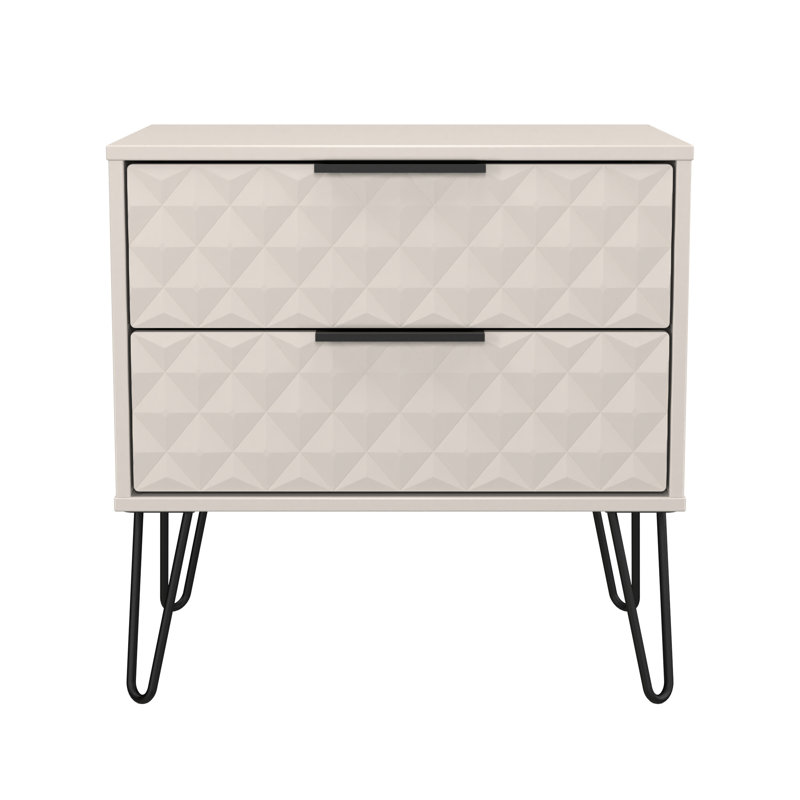 Harlequin 58cm W Manufactured Wood Bedside Table, Beige