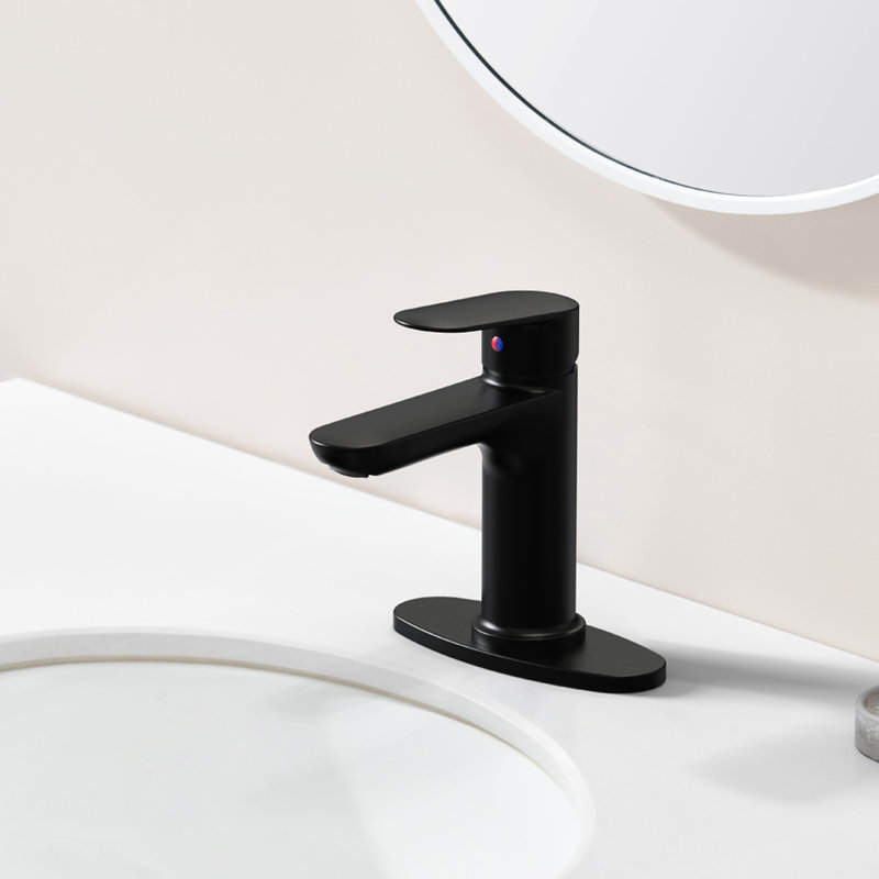 Matte Black Bathroom Faucet - Deck Mounted For 1 Hole, Scratch Surface, Corrosion Proof, Water Saving Aerator Feature, Black