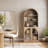 71" Tall Arched Bookshelf with Glass Doors, Set of 2, Camel-1986716426