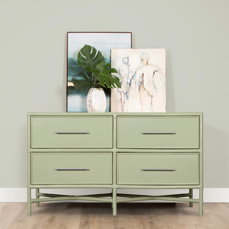 Venice 4 Drawers 54" W Double Dresser, Celery Green