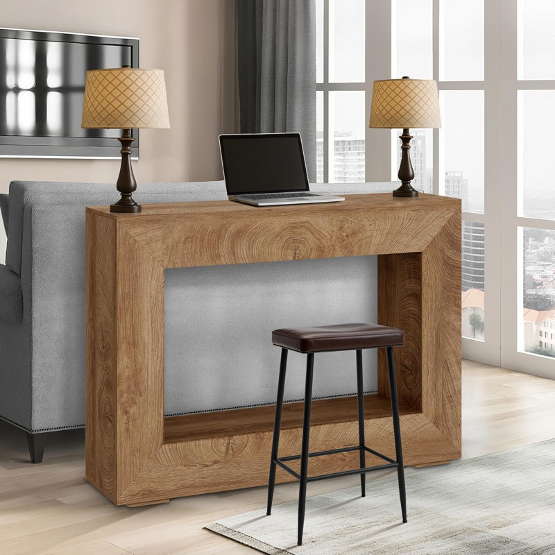 47"  Hollowcenter Style Wooden Console Table, Beige Wood