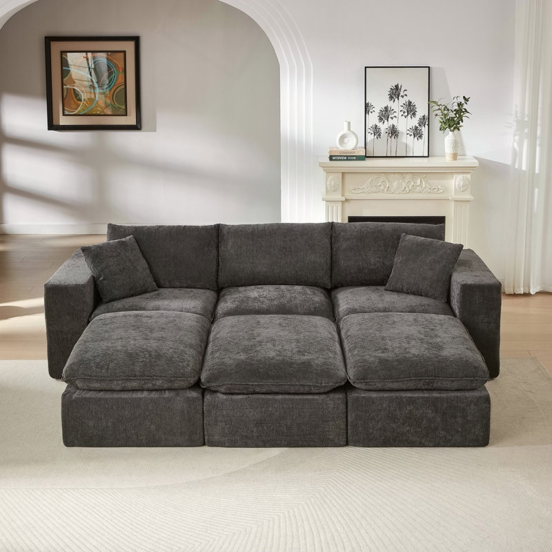 Canapé moderne en nuage de chenille, librement combinable, confortable, idéal pour les meubles de salon modernes dans les maisons, les appartements et les bureaux