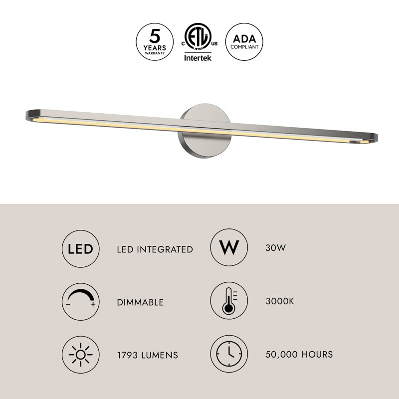 Marlon 1 - Light LED Bath Bar, Chrome