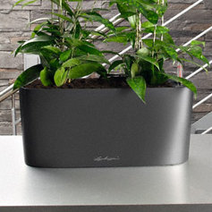 Delta Premium Window Box Planter, Metallic Charcoal, 18cm H x 40cm W x 15cm D