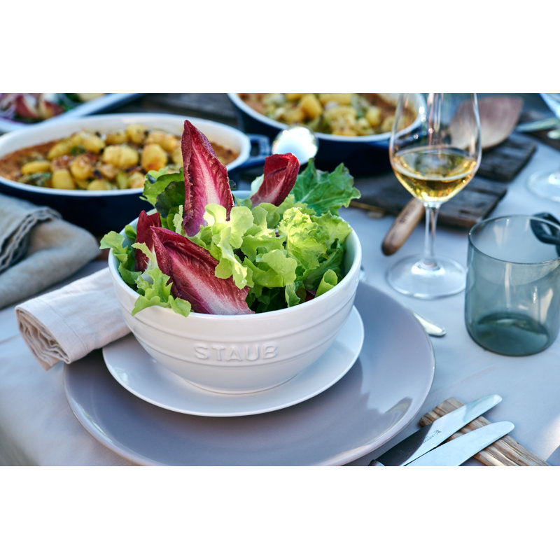 Staub White Ceramic 2-Piece Round Bowl Set