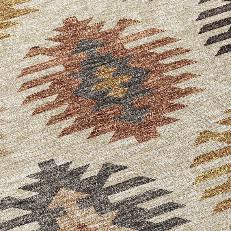 Tapis extérieur rond lavable 8 pi cuivre et gris 8 pi