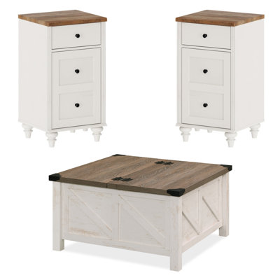 Allyssa 3 Piece Farmhouse Coffee Table Set