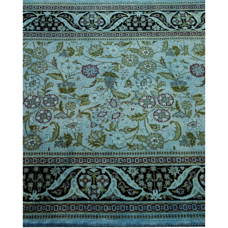 Tapis bleu noué à la main de conception unique Holsworth - bleu