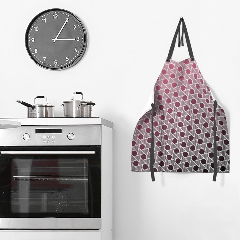 Tablier en hexagones et triangles Rainbow, Noir/rose