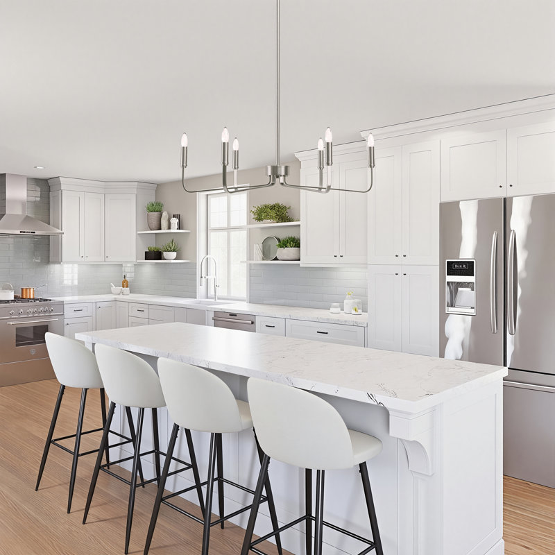 Maroneia 6 - Light 26"W Candle Style Dimmable Chandelier for Kitchen Or Living Room, Brushed Nickel