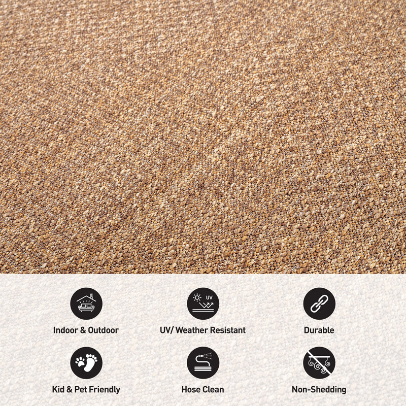 Diamond Grid Natural/Jute Easy-Care Indoor/Outdoor Flat Woven Area Rug, Runner 2'3" x 6'