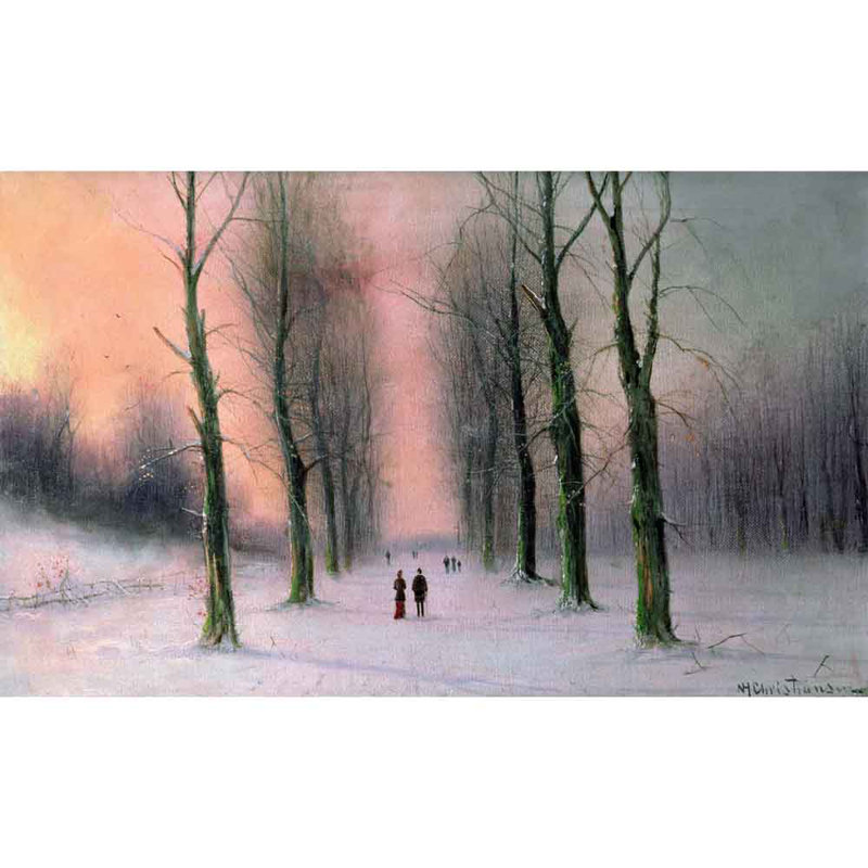 Adhésif décoratif scène de neige Chrétiens Wanstead Park (19e), H 43,5 po x l 72 po