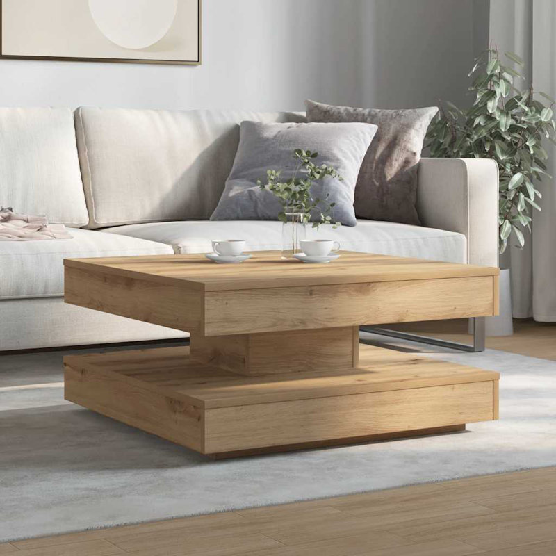Coffee Table with Storage, Artisan Oak, 34.5" H x 70" L x 70" W