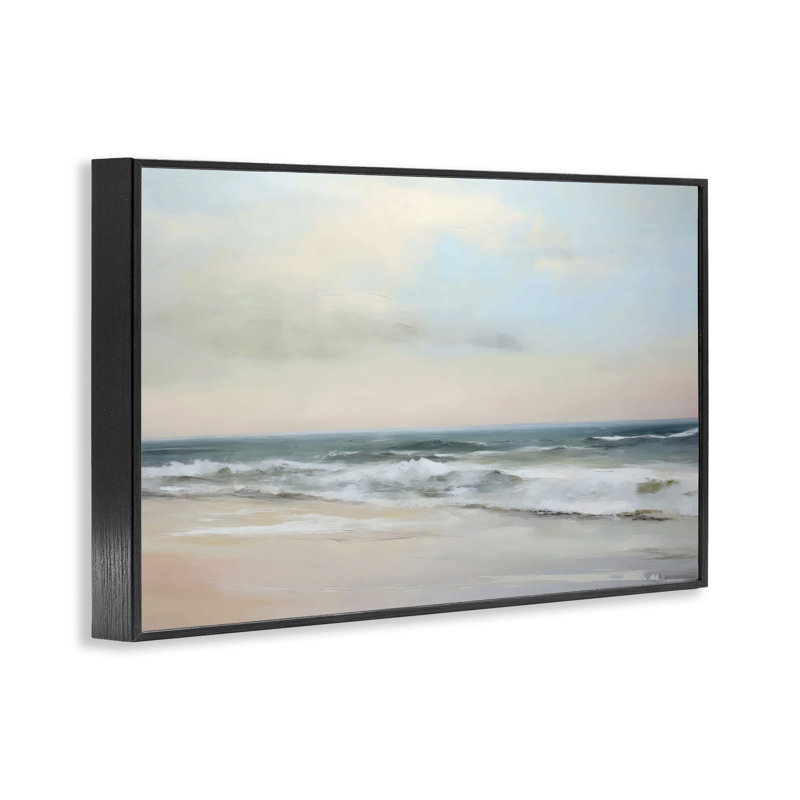 Sandy Shore in Neutrals, estampe numérique, design par LSR Creative Studio, Giclée encadrée noir minuit, H 20 po x l 30 po