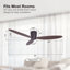 Ventilateur de plafond encastré de 52 pouces à courant continu avec télécommande, finition bronze huilé, profil bas-442716679