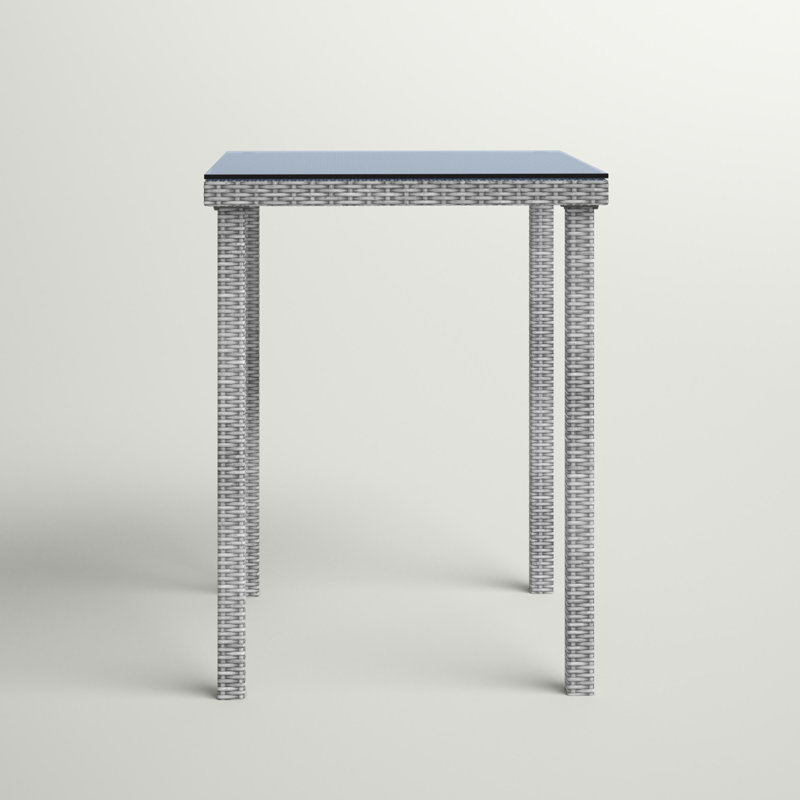 Desmonde Square Wicker Outdoor Bar Table , 36'' in. W 36'' in. D, Gray