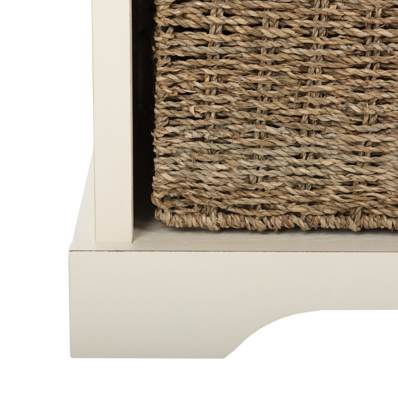 Loane Wicker Storage Bench, White
